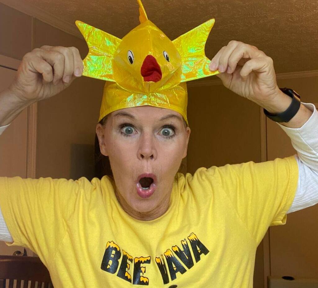 Ms. Osborne with a fish hat on