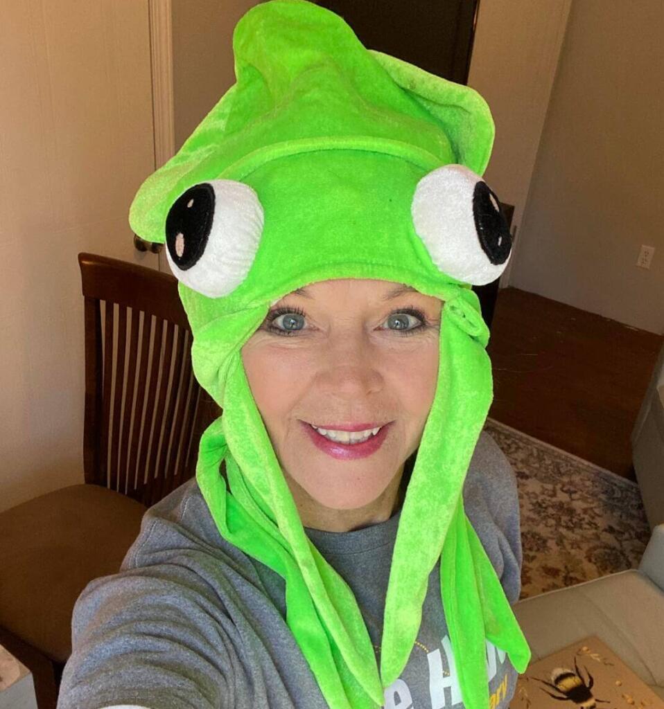 Ms. Osborne with a squid hat on