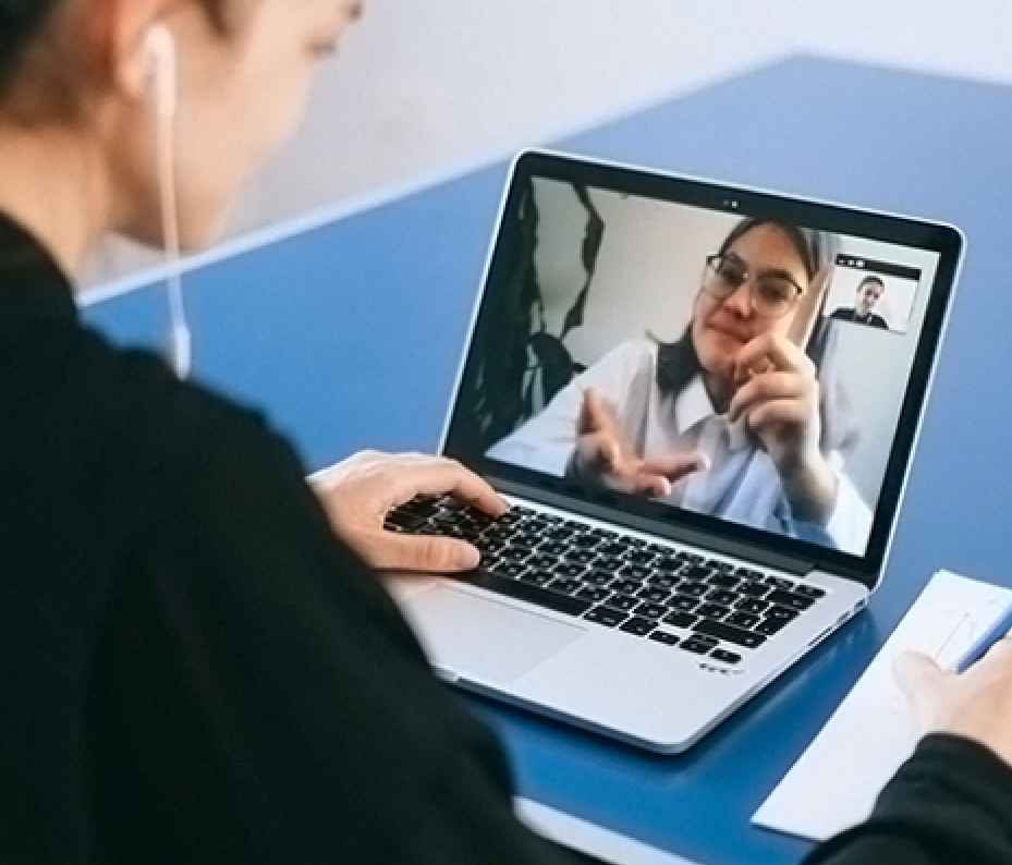 Student attending an online class